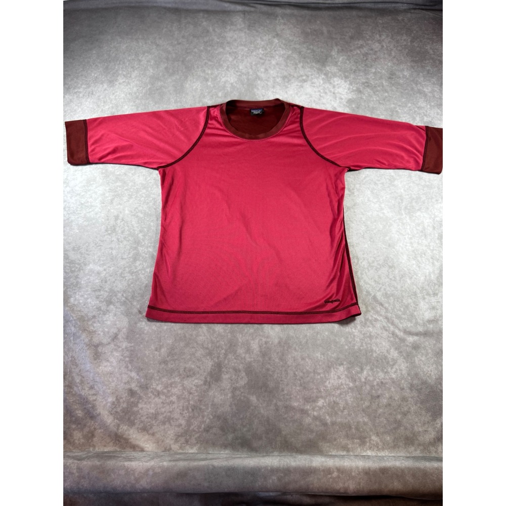 Patagonia Capilene Kids Med Red Pink‎ Short Sleeve Base Layer Shirt Made in USA